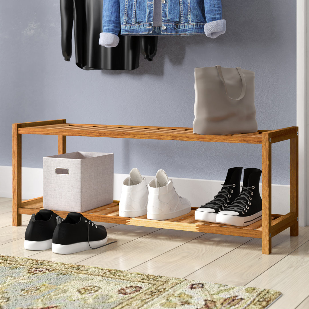 6 Pair Stackable Solid Wood Shoe Rack
