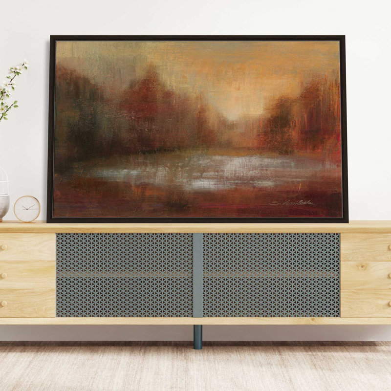 " Rain I " Painting Print, 63.5" W x 39.5" H, Black Frame