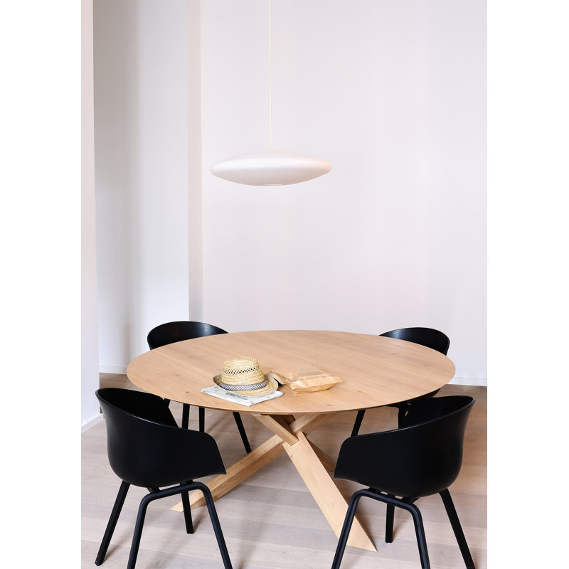 Round Solid Oak Dining Table, 64.2" W x 64.2" L