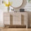 Meuble télé en bois à 6 tiroirs avec commode pour téléviseur de 55 pouces, meuble télé moderne avec profil incurvé, console de télévision avec rangement pour le salon