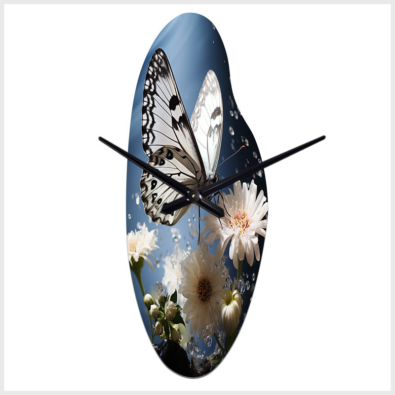 Horloge murale Heimstra White Butterfly Portrait Vibrant - Butterfly, Médium