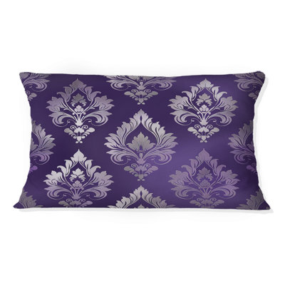 Coussin lombaire mauve damassé argenté mauve traditionnel