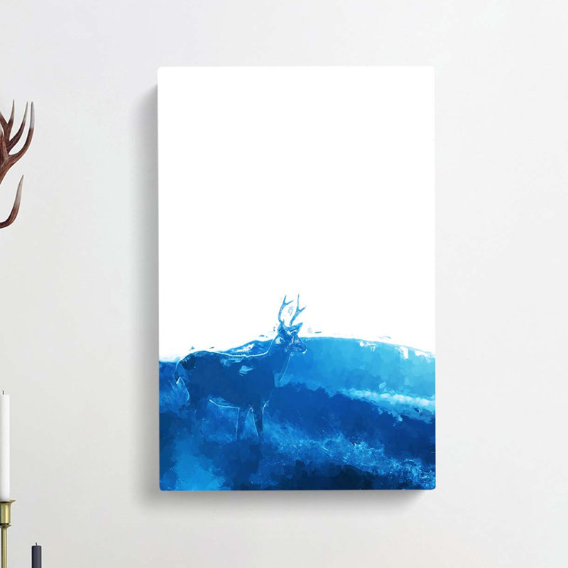 Deer Upon The Hill In Abstract - Wrapped Canvas, 76cm H x 50cm W x 3cm D