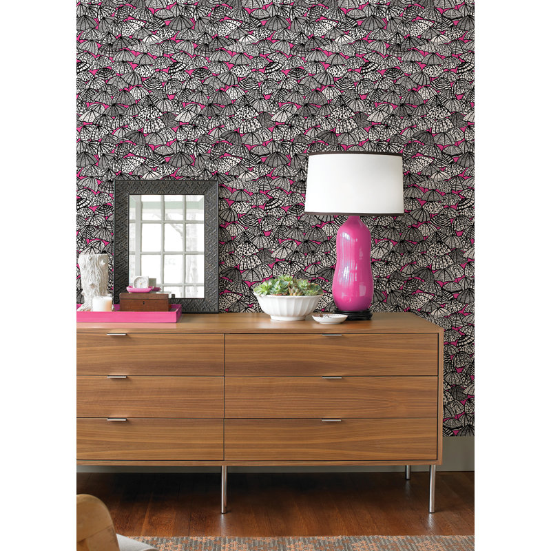Rouleau de papier peint L 33 pi x l 19,7 po Draymond, Framboise