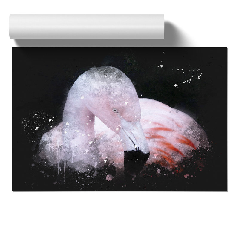 Pink Flamingo Paint Splash - Frameless Print, 59cm H x 84cm W x 0.1cm D