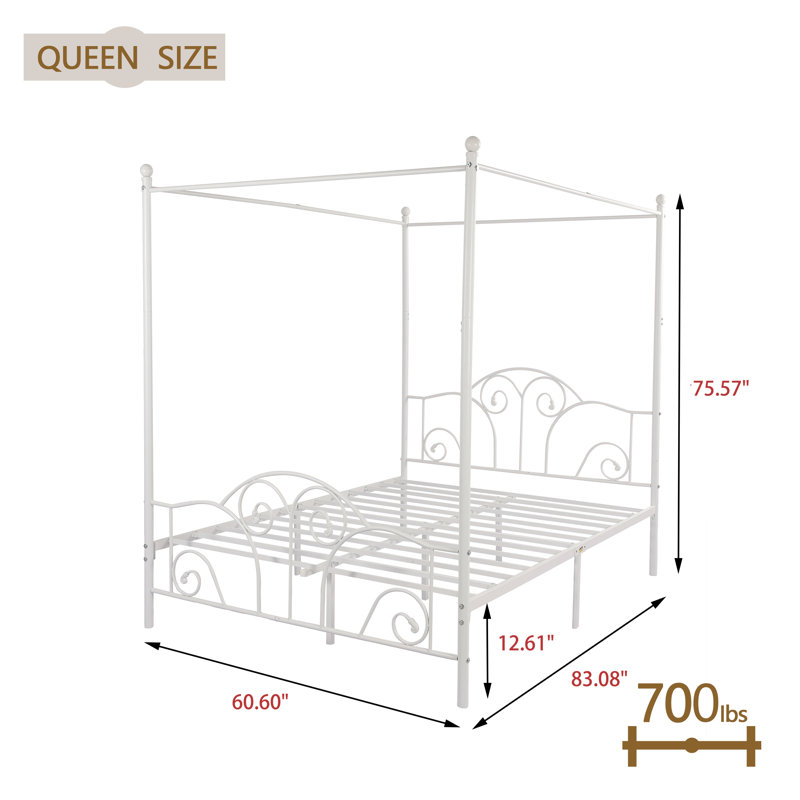 Alberts Metal Bed, Queen, White