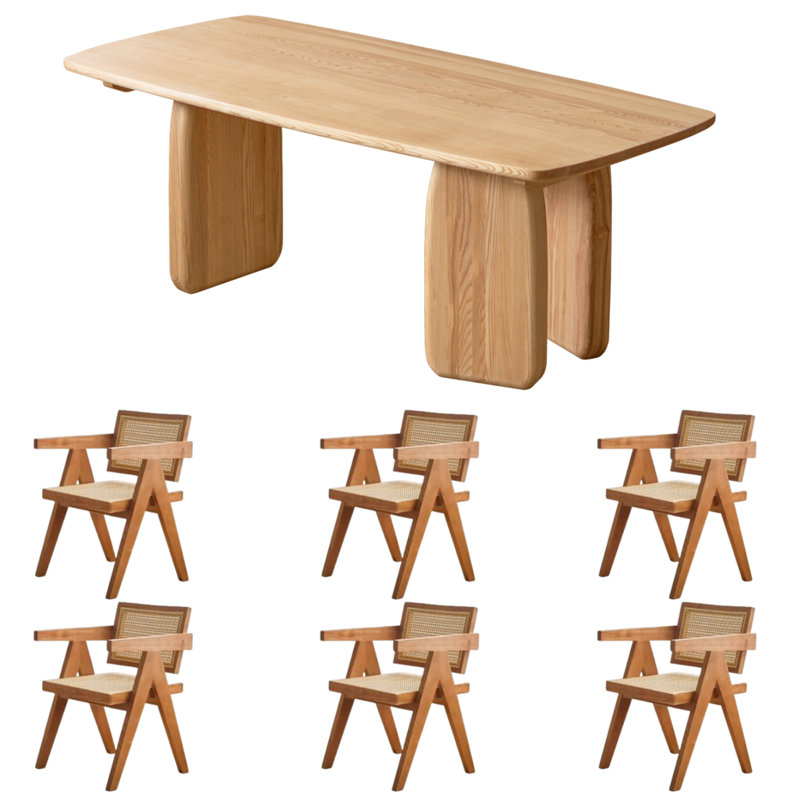 Grande table de salle à manger en bois de frêne massif, H 29,53 po x L 86,61 po x l 35,43 po