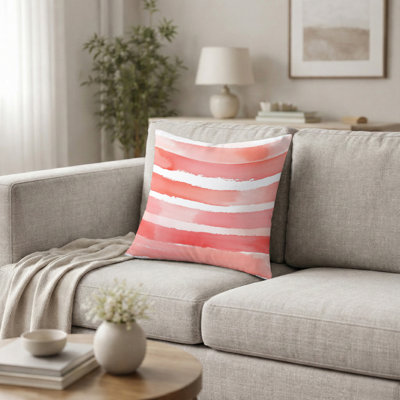 Coussin Modern Modern - Coussin rayé à rayures roses et blanches