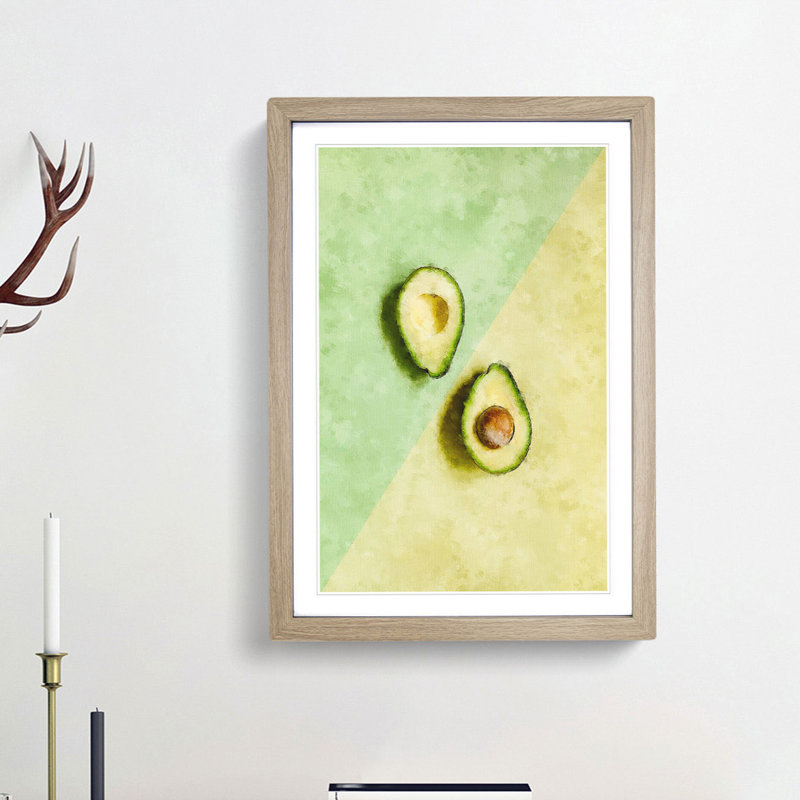 Avocado Split - Picture Frame Painting Print, 33cm H x 24cm W x 2cm D, Oak Framed