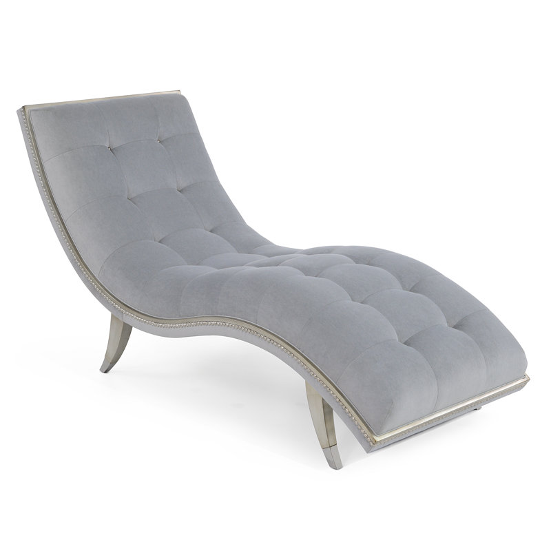 Chaise longue rembourrée Hudson, Bois gris, Gris