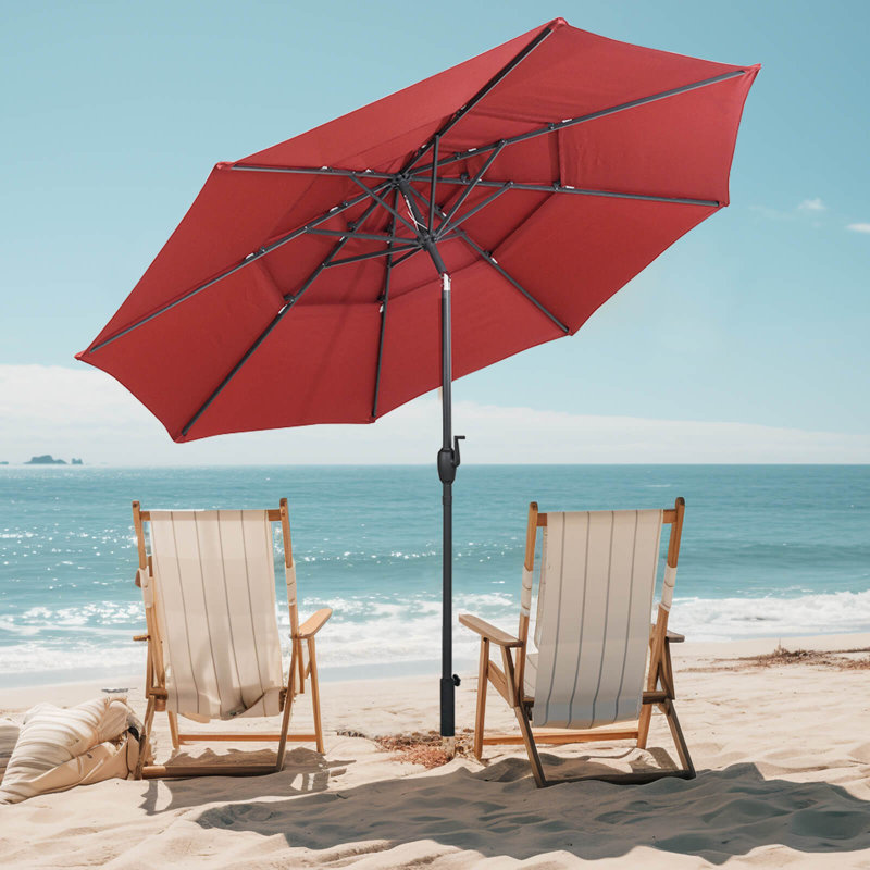 Parasol de terrasse pour grand marché à 10 niveaux avec parasol ventilé 3 pieds 10 pieds , Rouge