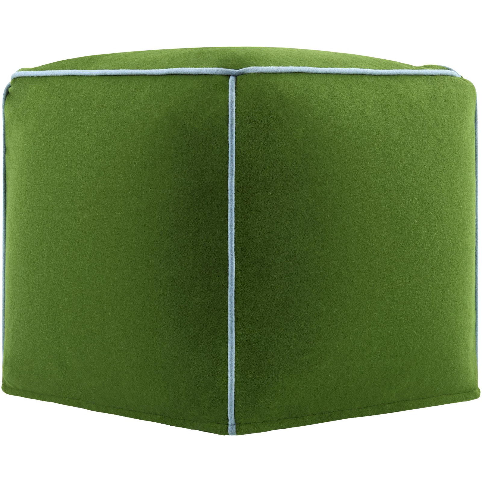 Ackerly Upholstered Pouf, Green/Blue