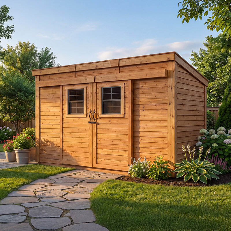 12 ft. W x 4 ft. D Sliding Door Cedar Wood Storage Shed