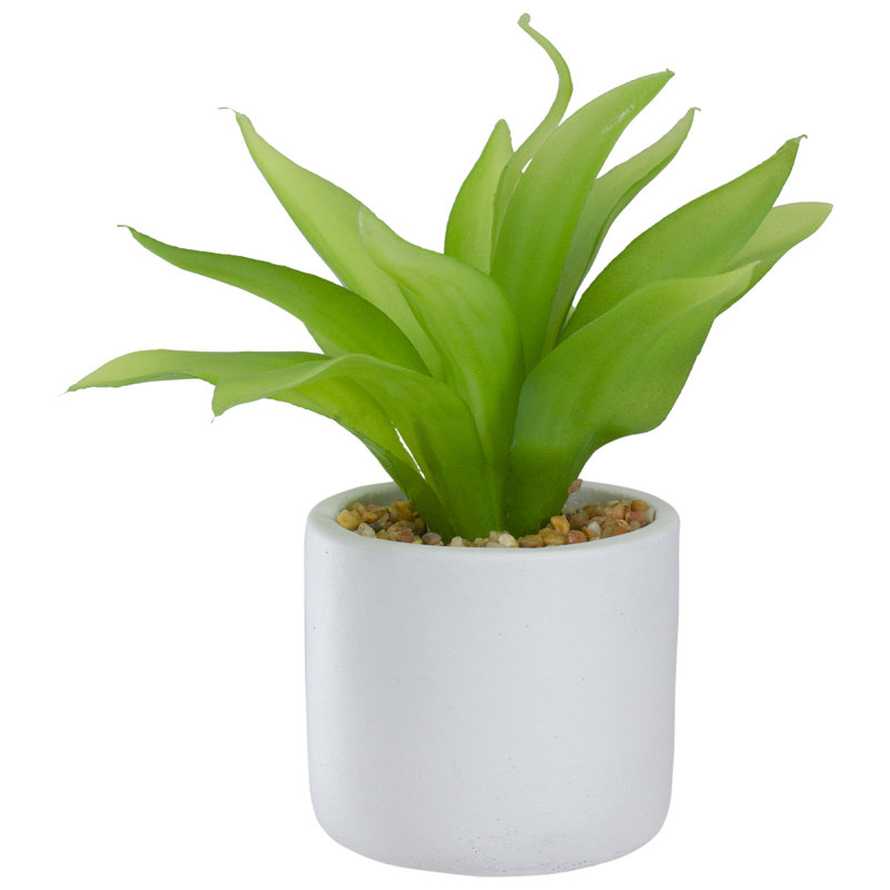 Aloès artificiel vert 8 po dans un pot blanc