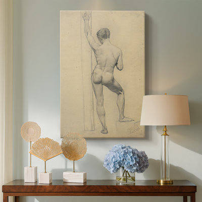 Male Nude, Back View -Gallery Wrapped Canvas by Gustav Klimt
