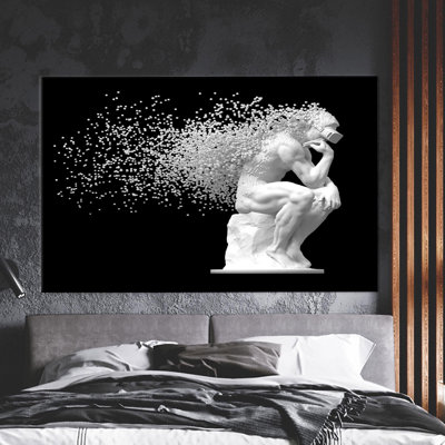 Black and White Modern Canvas Art with Striking Sculpture Design Elegantly Presented on Cotton Canvas for Contemporary Wall Decor Enthusiasts Seeking Unique Artistic Touch