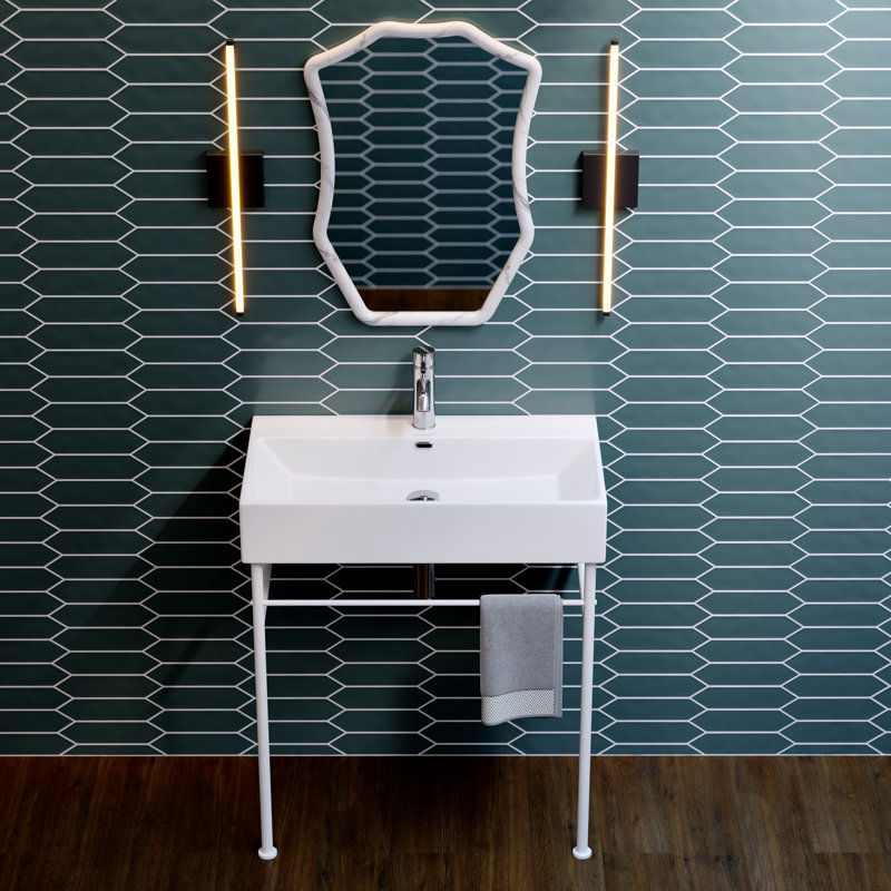 Lavabo console en céramique Claire 30 pieds blanc mat