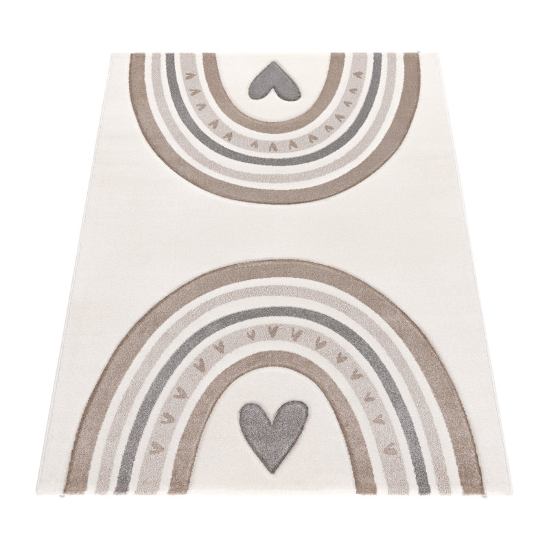 Tapis rectangulaire en polypropylène tissé à la machine, Rectangle 5 pi 3 po x 7 pi 7 po, Beige