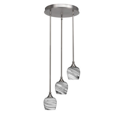 Darcella 3 Light Stem Hung Cluster Pendalier With 6" Glass