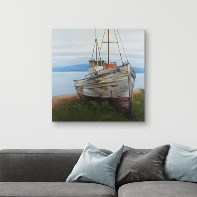 Old abandoned boat - 32"x32" art on canvas