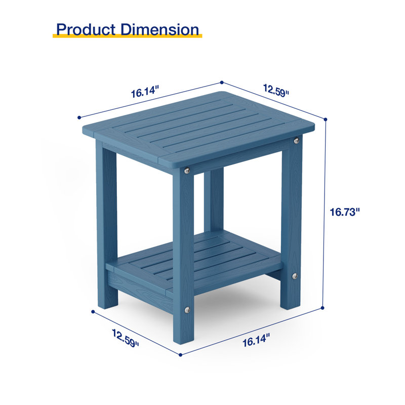Rosibel Rectangular Outdoor Side Table , 16.14'' in. W 12.59'' in. D, Navy
