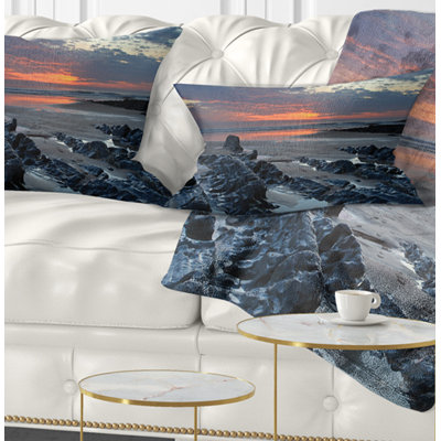 Seascape Woolacombe North Devon Sunset Lumbar Pillow