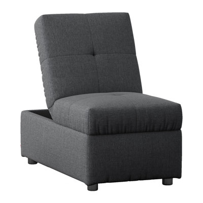 20.68" Seat Width Gray Storage Convertible Chair For Home Use With Foam Cushion And Storage, Textured Fabric, Wood Base
