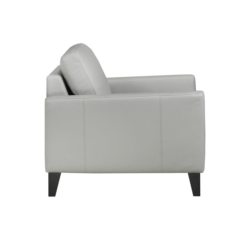 Brunet 36" Wide Tufted Top Grain Leather Slipcovered Armchair, Slate Genuine Leather