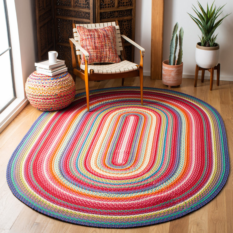 Tapis d'intérieur / extérieur géométrique tissé à la main Paulina, Ovale 3 pi x 5 pi