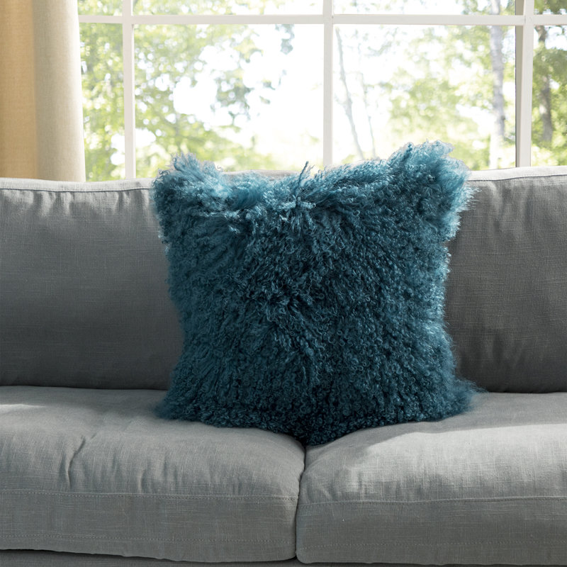 Housse et insert de coussin carré Mongolian, Polyester/Polyfill, Noir / blanc, 16'' H X 16'' W X 3'' D