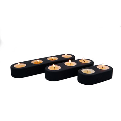 Ensemble d'accessoires décoratifs en béton, 100% béton de polymère, noir | Comprend 3 tailles: 1,2 x 2,4 x 4,7 pouces, 1,2 x 2,4 x 7,1 pouces, 1,2 x 2,4 x 9,4 pouces | Peinture organique écologique | Parfait pour la décoration intérieure et extérieure