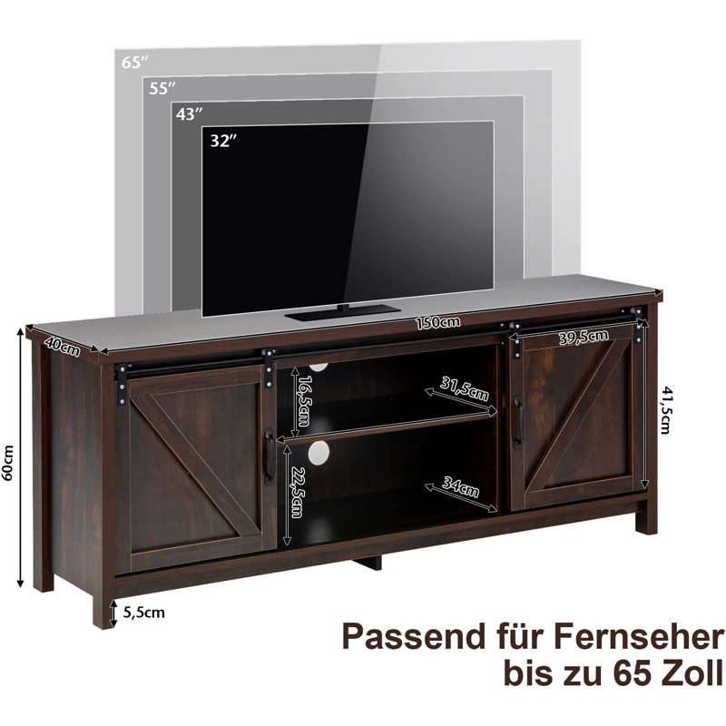 Kasbar Unfinished Entertainment Centre for TVs up to 65"