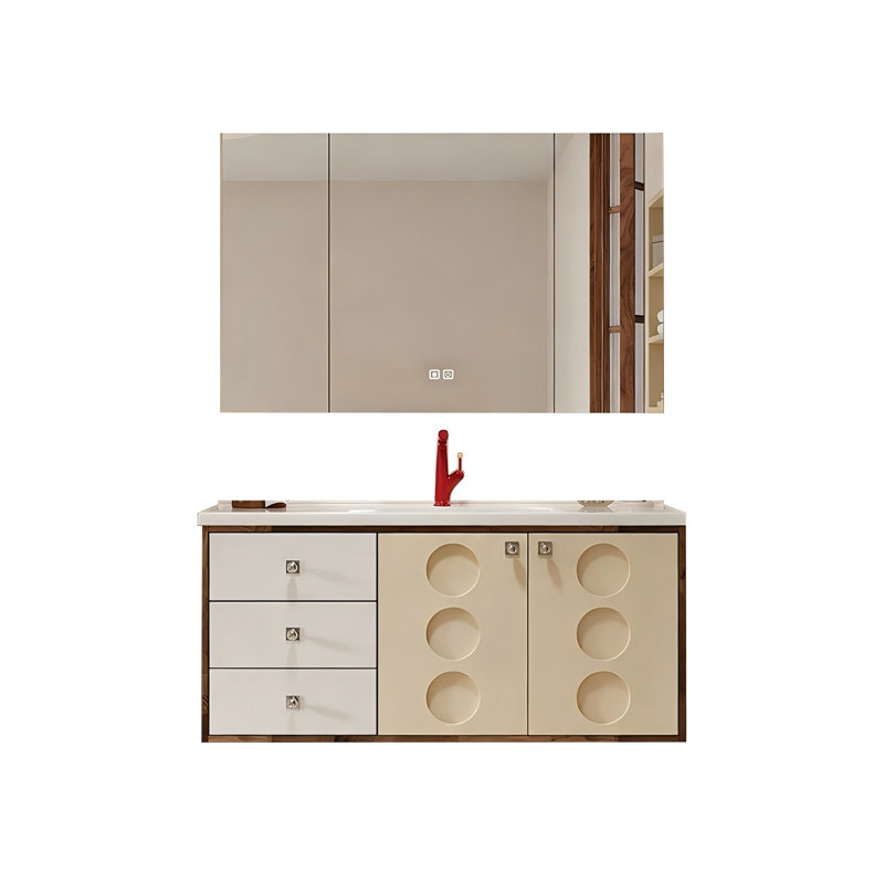 Wall Mounted Single Double Combined Vanity Unit Bathroom Vanity With Ceramic Top, 22.83" H x 47.24" W x 19.69" D