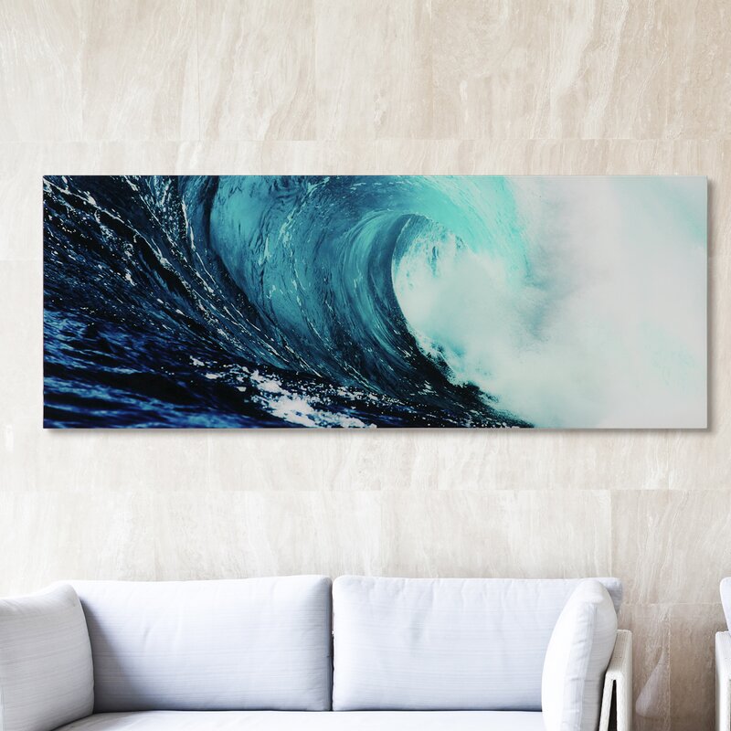 Tempered Glass Wall Art: Blue Wave 2 On Glass Print