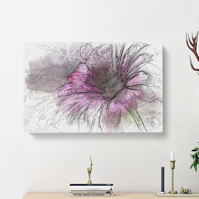 Purple Daisy - Wrapped Canvas, 50cm H x 76cm W x 3cm D