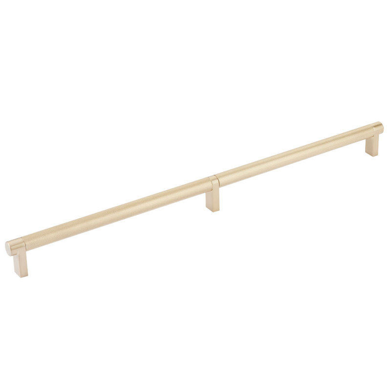 Emtek Select Cabinet Pull 16" Center-to-Center w/ Rectangular Stem & Knurled Bar, Satin Brass
