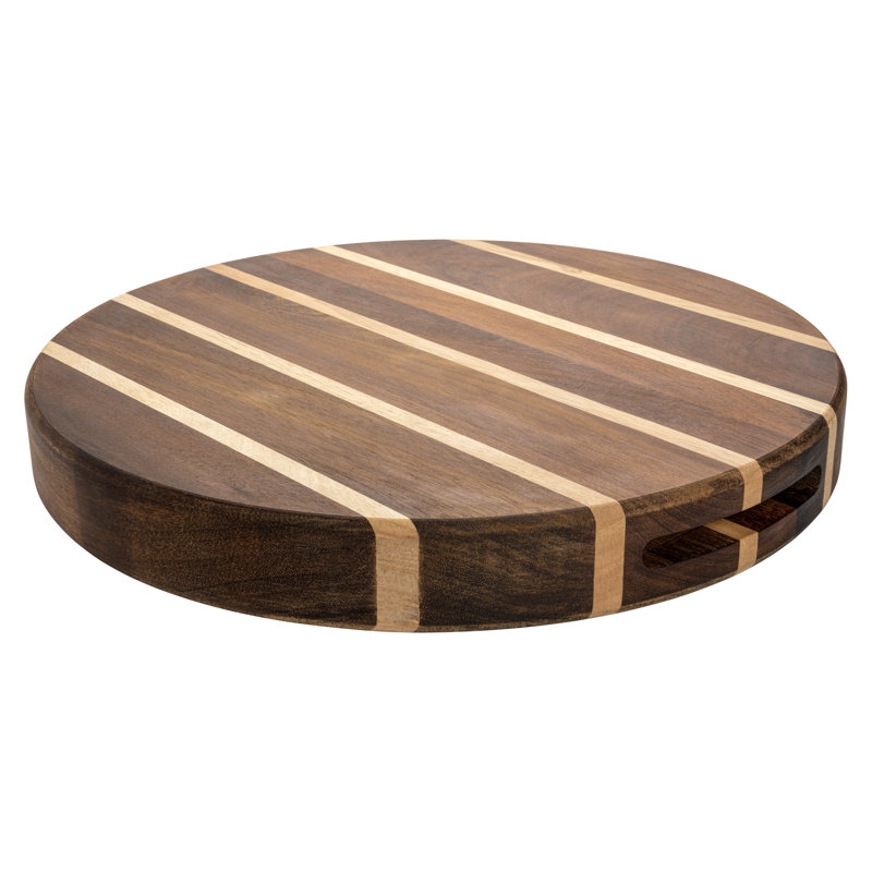 Rockingham Forge Extra Thick Multi-Wood Round Chopping Board, Carbonized Acacia & Rubber Wood, 25Cm Diameter, 35cm W x 35cm L