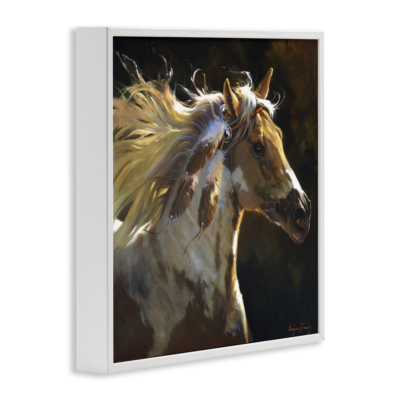 «Windblown Horse with Feather Ornement», estampe numérique, dessin de Carolyne Hawley, H 12 po x l 12 po