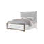 Structure de grand lit, tête de lit tapissier à conduit doux, rangement en marbre, finition blanche, décor de chambre à coucher moderne, fonction
