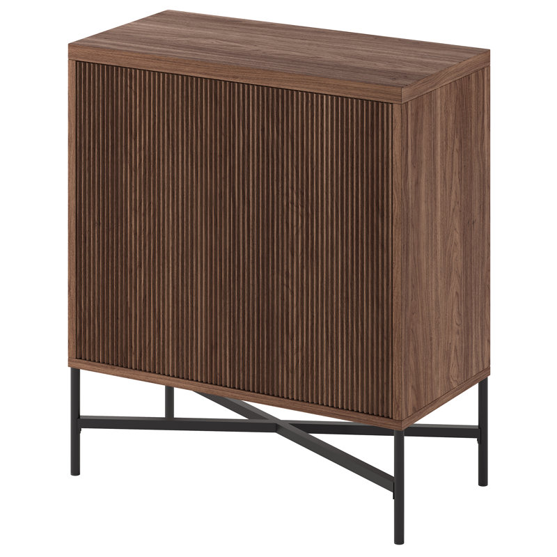 Armoire d'appoint rectangulaire cannelée en noyer satiné de 28 po de largeur Brighton