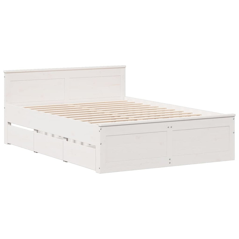 Heinle Solid Wood Storage Bed, Kingsize (5'), White
