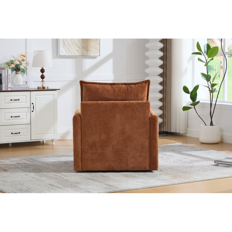 Fauteuil demi-tonneau pivotant avec mousse à mémoire de forme et chenille - rotation à 360 °, Chenille brun, Brun