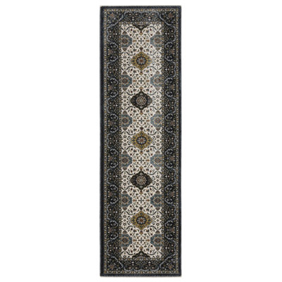 Tapis ivoire / bleu marine Stanika
