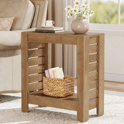 Table d'appoint étroite à 2 niveaux pour petits espaces