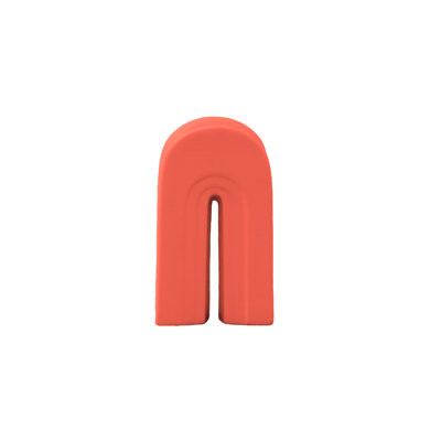 Ceramic High Arc Vase with Top Opening and Archway Stair Design Matte Finish Torch Red..5.25"x2.75"x9.00"H