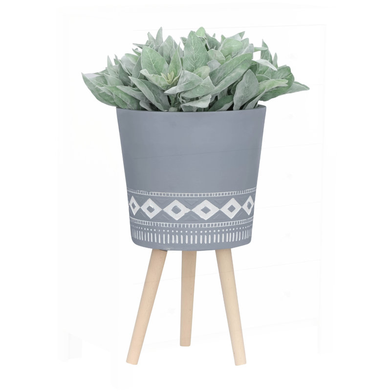 Diamond Pattern Biron with Wooden Legs, Gray, Knockdown Design for Easy Assembly and Stylish Home Decor