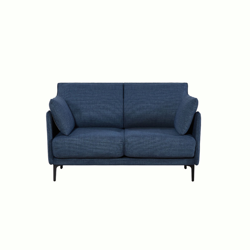 Canapé 53,14 "2 places avec 2 coussins, pieds Metel, Bleu très foncé