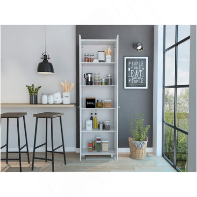 Garde-manger Baleare, cinq tablettes intérieures, quatre pieds - blanc