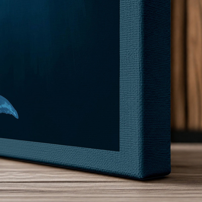 Whale Ascending Coastal - Wrapped Canvas, 36x24 - 91.4 x 61.0 cm, Teal Border