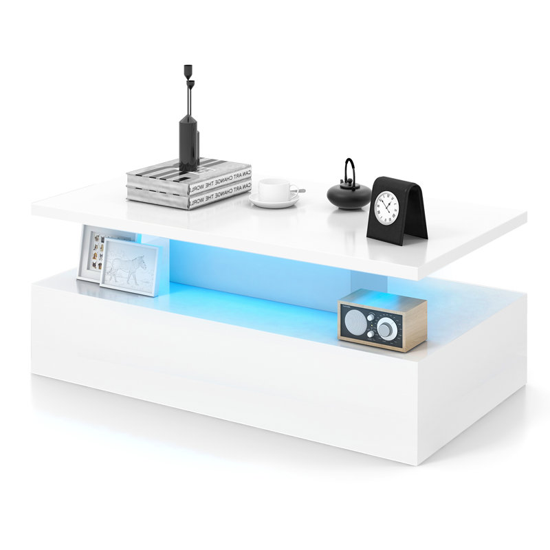 Asilah Block Coffee Table with Storage, White